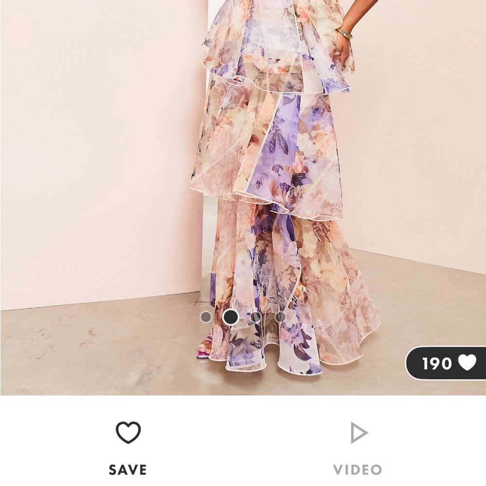 ASOS 2 piece set LUXE code-ord organza tiered skirt with ruffled Bardot top